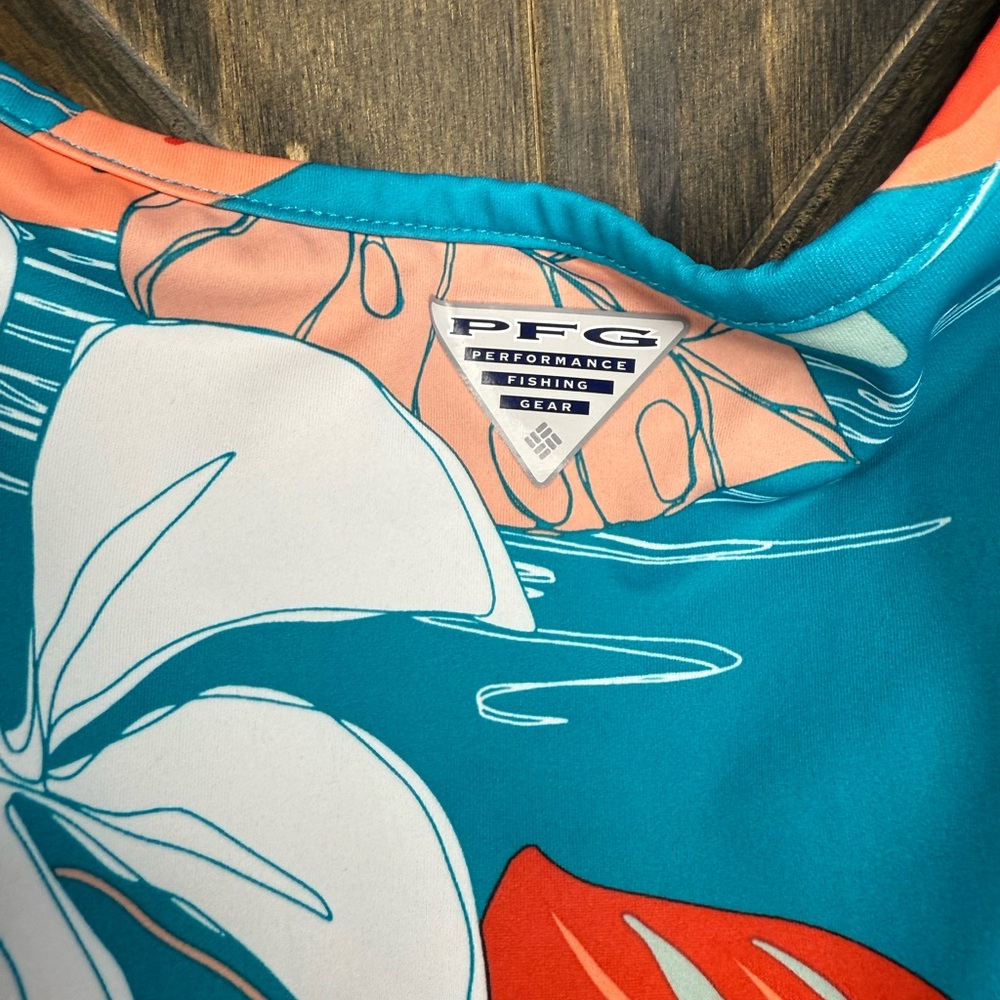 Columbia Blue and Orange Mini Dress with A-line Silhouette - Picture 3 of 4